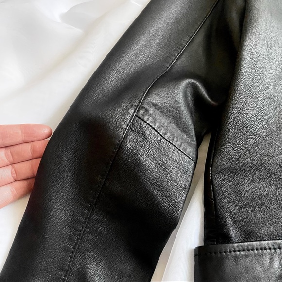 All Saints Black Leather Balfern Biker - Size UK 6 - Picture 10 of 12